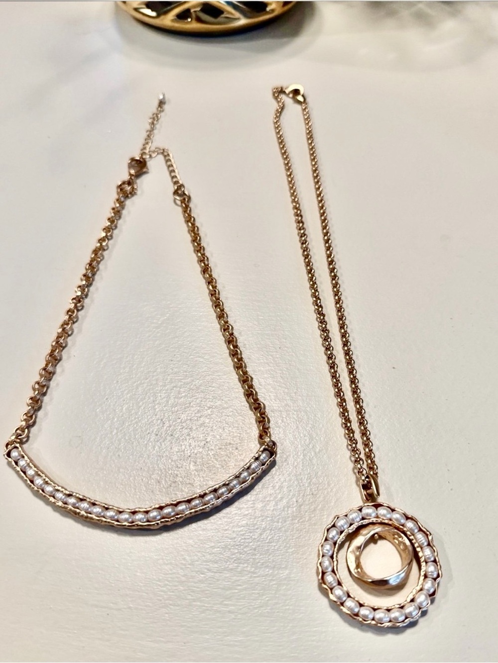 White House Black Market Gold-Tone Double Layer Pearl Convertible Necklace NWOT
